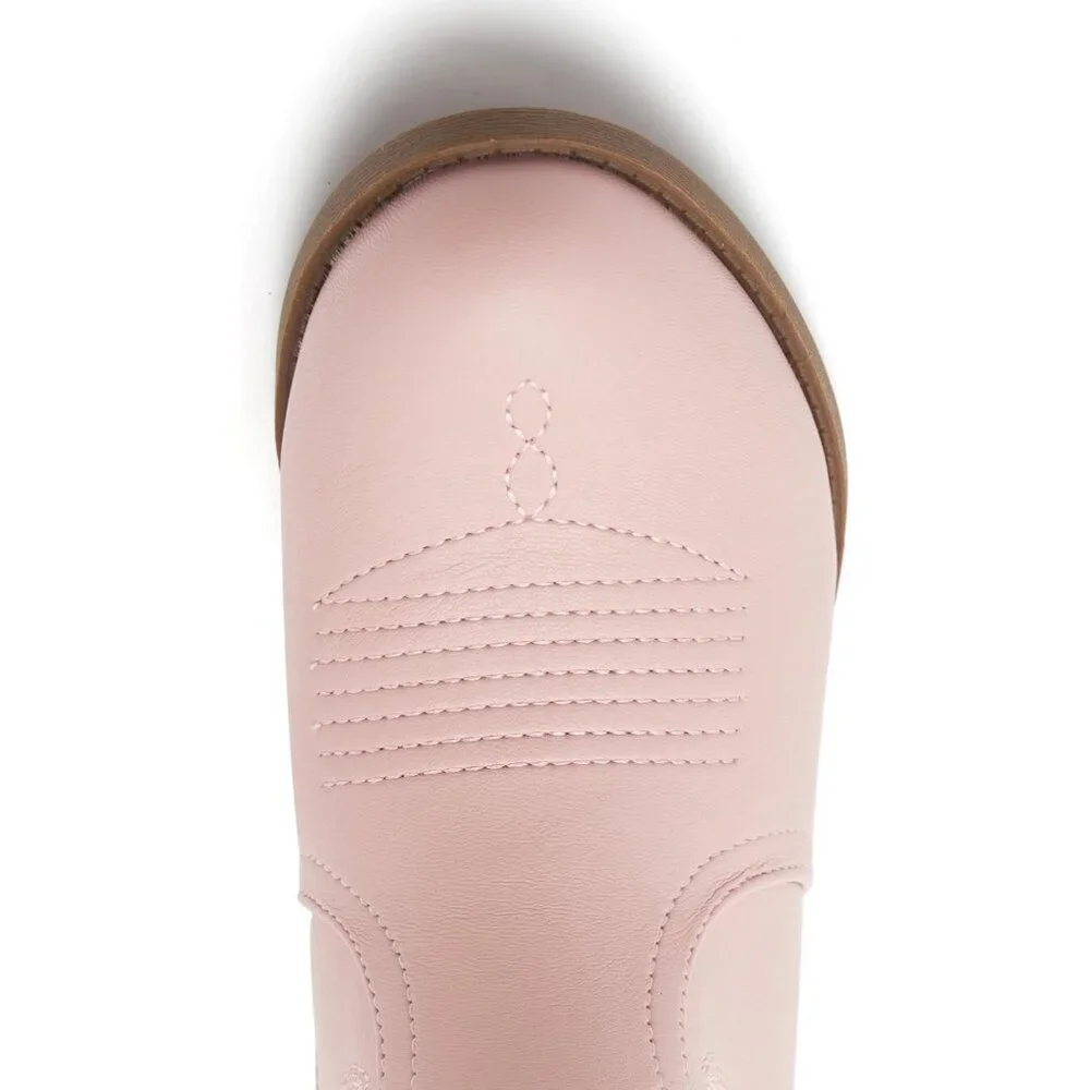 ⚡Girls Pink Kids Western Boots Embroidered Cowgirl Boots Riding Shoes Mid Calf